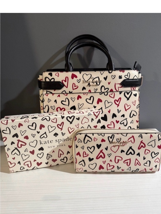 kate spade Handbags - Kate Spade New York Staci Medium Satchel scribble hearts w/matching wallet NWOT